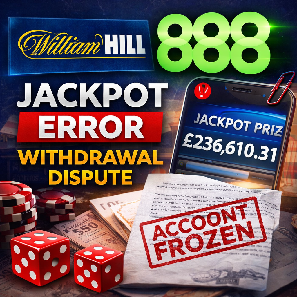 William Hill and 888 Jackpot Error Sparks Dispute Over Withdrawals